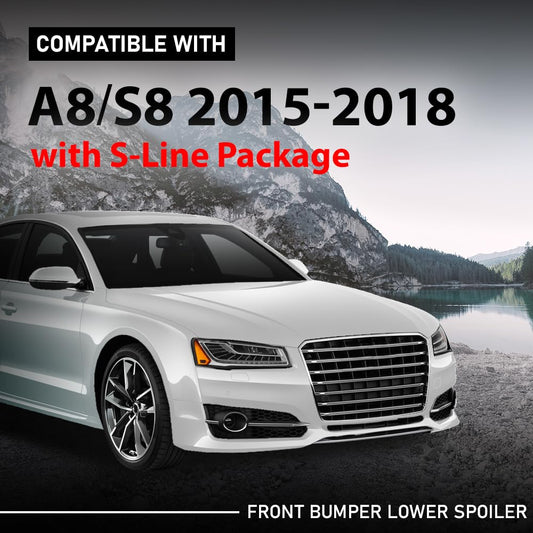 G-PLUS Front Bumper Cover Lower Spoiler Molding Trim, Compatible with Audi A8 & S8 2015-2018 W/S-Line Package, Silvery, AU40807110, 4H0807110C