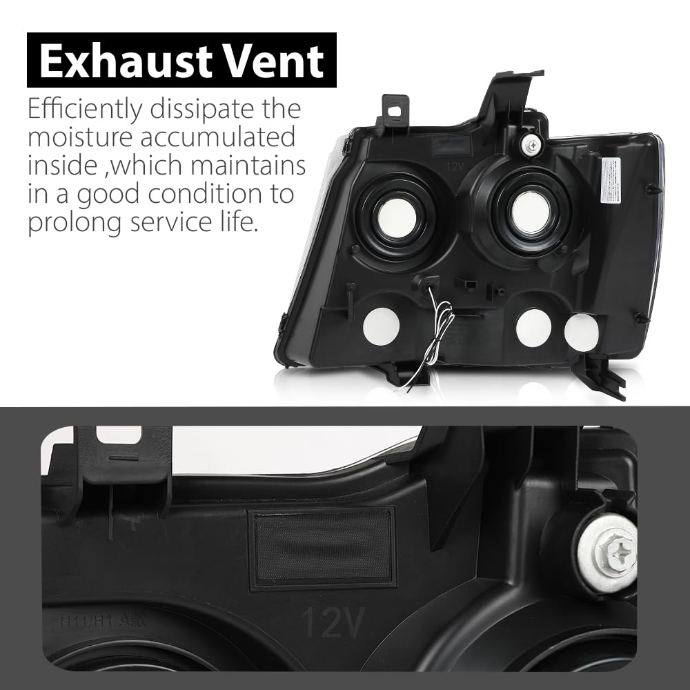 G-PLUS LED Headlights Assembly Front Headlamps Fit Chevy Tahoe Suburban 1500 2007-2014,Fit Chevy Avalanche Suburban 2500 2007-2013 Clear Lens Black Housing Clear Reflector,faros delanteros