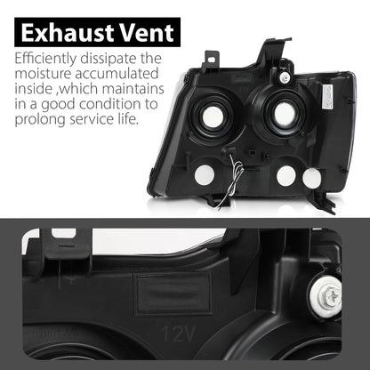 G-PLUS LED Headlights Assembly Front Headlamps Fit Chevy Tahoe Suburban 1500 2007-2014,Fit Chevy Avalanche Suburban 2500 2007-2013 Clear Lens Black Housing Clear Reflector,faros delanteros