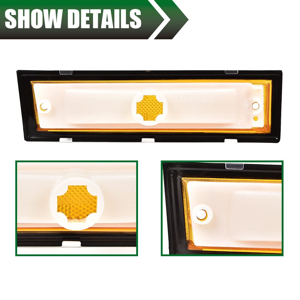 G-PLUS Front Side Marker Lights Assembly Compatible With 1981-1991 Chevy Blazer/GMC Jimmy C/K R Pickup,915557,915558 Side Chrome Bezel Marker Lamps Pair (Orange Lens)