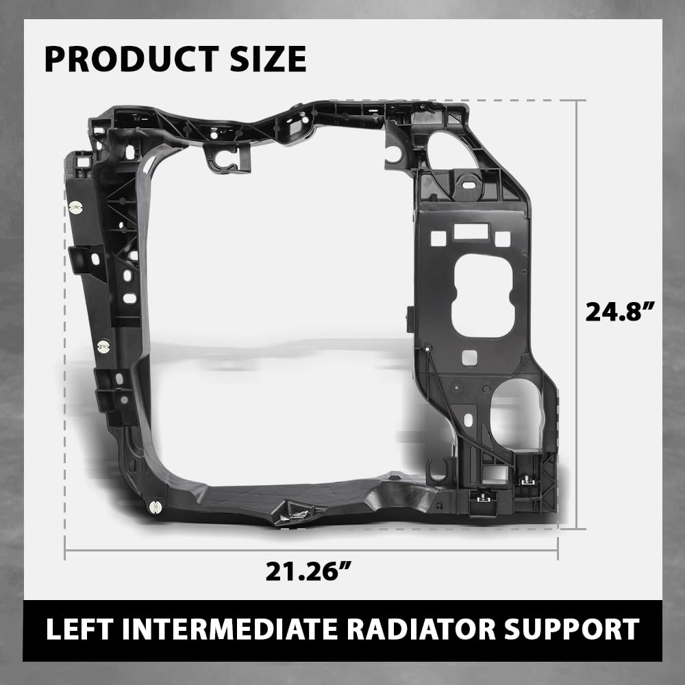 G-PLUS Front Left Side Intermediate Radiator Support Assembly w/ Bracket Compatible with Porsche Macan 2015-2018 95B805295 Direct OE Replacement Black