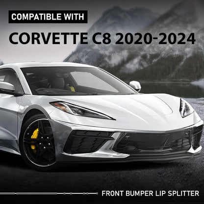 G-PLUS Front Bumper Lip Splitter Compatible with Chevy Corvette C8 All Model 2020-2024 Black