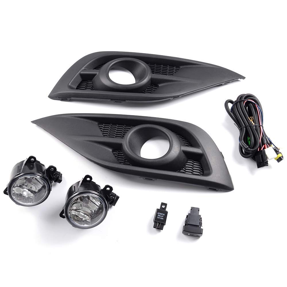 G-PLUS Front Bumper Driving Fog Light Lamps Compatible with Honda CRV CR-V 2012 2013 2014 w/Bezel & Switch Clear Lens 1 Pair