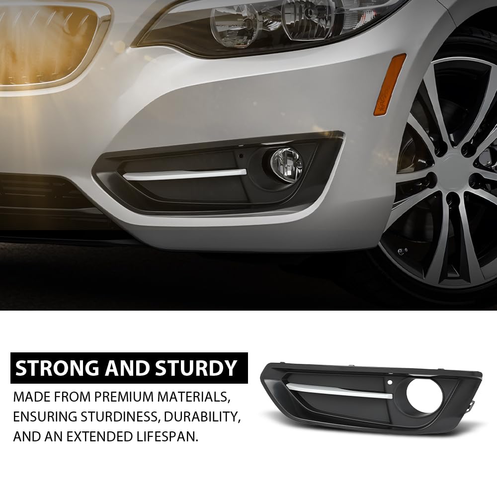 G-PLUS Front Fog Light Cover Trim Driving Lamp Driver Left Side Compatible with BMW 230i xDrive Base 2017-2021 For Sport Line Models Without M Sport Package 51117343731, BM1038163 Black