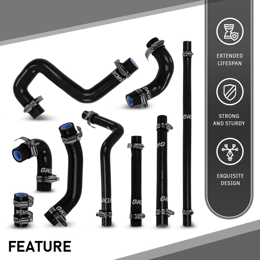 G-PLUS Silicone Heater Hose Kit Compatible with Toyota 4Runner 3.4L 1996-2002 W/Rear Heater Black