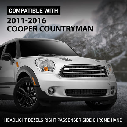 G-PLUS Headlight Bezel Compatible with Mini Cooper Countryman 2011-2016 & Paceman 2013-2016 Right Side 51139813824, MC2507103 Silver