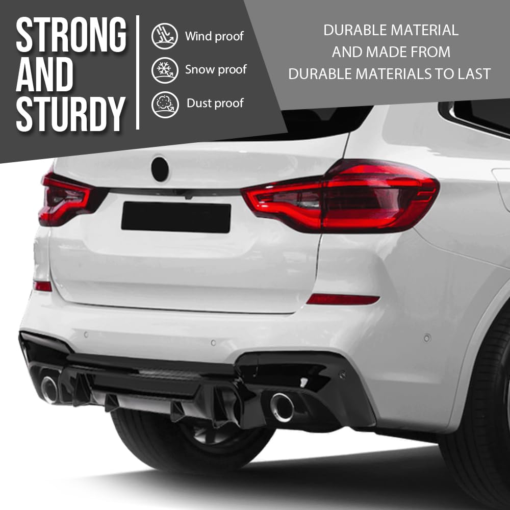 G-PLUS Rear Diffuser Compatible with BMW X3 G01 M40i Sport Utility 4Door 2018 2019 2020 2021 Not Fit Round Exhaust Pipes Rear Diffuser Bumper Lip Glossy Black
