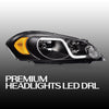 G-PLUS LED DRL Headlights Assembly, Fit 2006-2007 Chevy Monte Carlo/2006-2013 Chevy Impala/2014-2016 Chevy Impala Limited Bumper Headlamps, Clear Lens Black Housing Amber Reflector,faros delanteros