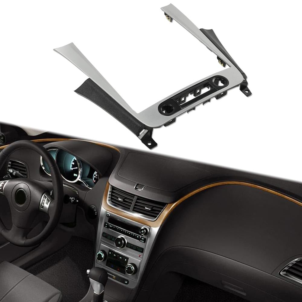 G-PLUS Radio Dash Bezel Trim Vent Compatible with Chevy Malibu 2008-2012 Sliver & Black Car Radio Dashboard Cover
