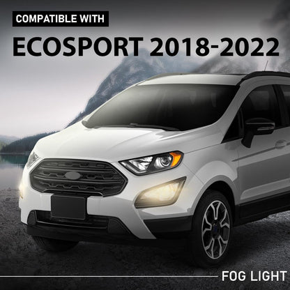 G-PLUS Pair Front Fog Lights & Fog Lamp Cover Bezel Set 4PCS, Compatible with Ford EcoSport 2018-2022, GN1Z15266AA, GN1Z15266AB