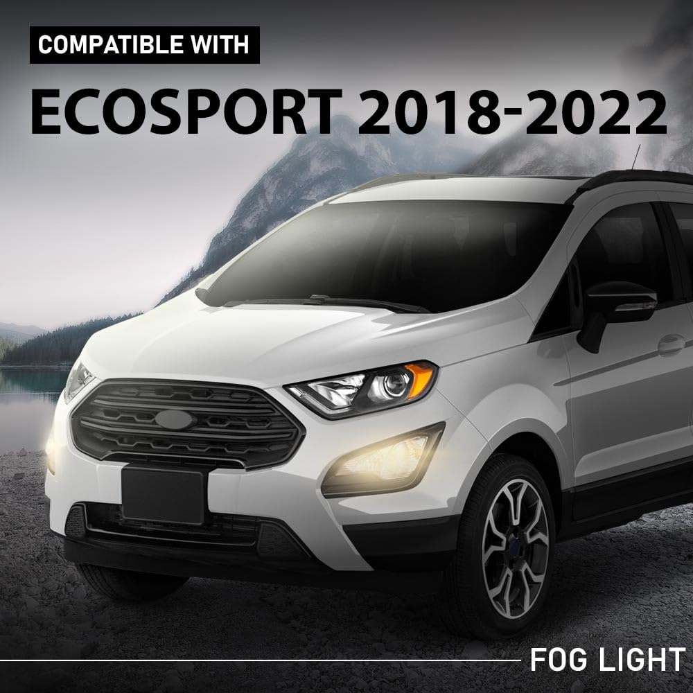 G-PLUS Front Fog Lights Pair Compatible with Ford EcoSport 2018 2019 2020 2021 2022 GN1Z15266AA, GN1Z15266AB, GN1Z15266BC, GN1Z15266BD, N1Z15266AA, GN1Z15266AB 2PCS White