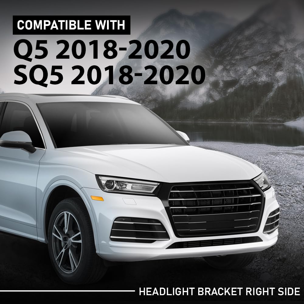 G-PLUS Front Right Headlight Bracket, Compatible with Audi Q5 SQ5 2018 2019 2020, Headlamp Support Passenger Side, 80A805608, AU2509105