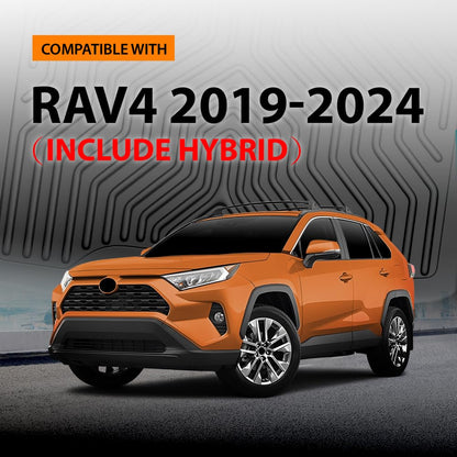 G-PLUS Floor Mats 3PCS, Fit for Toyota RAV4 2019-2024 2025 (Include Hybrid), All Weather Protection TPE Floor Liners,1st & 2nd Row Car Mats