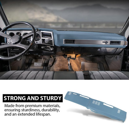 G-PLUS TPE Dashboard Dash Cover Panel W/Adhesive Compatible with 1981-1987 Chevy GMC Full Size Pickup/1981-1991 Chevy GMC SUV Dash Cover Bezel Parts 18601NTL(Light Blue)
