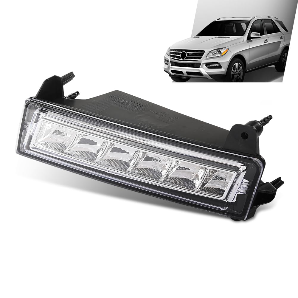 G-PLUS Front LED Left Fog Lamp Daytime Running Light, Compatible with Benz ML Class GL Class 2008-2013/ GLK Class 2009-2013, LH Driver Side, A1649060151, 1649060151
