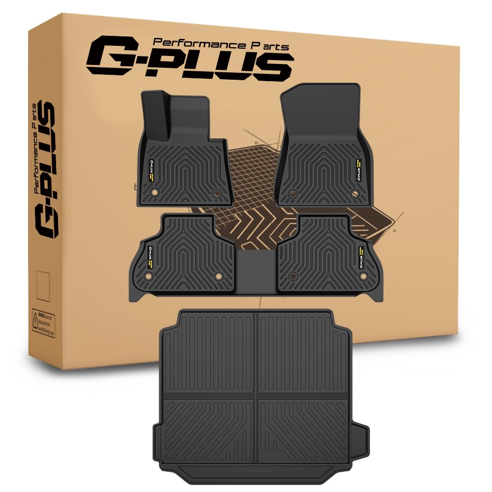 G-PLUS Floor Mats Cargo Liner Fit BMW X5 2019 2020 2021 2022 2023 2024 2025 (Only for 5-Passenger) TPE All Weather Custom Fit Protection Floor Liners Accessories 1st & 2nd & 3rd Row Black