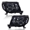 G-PLUS Headlights Assembly Compatible with Toyota Tacoma 2005-2011 Headlamps Pair Halogen Smoky Lens Black Housing Clear Reflector,faros delanteros