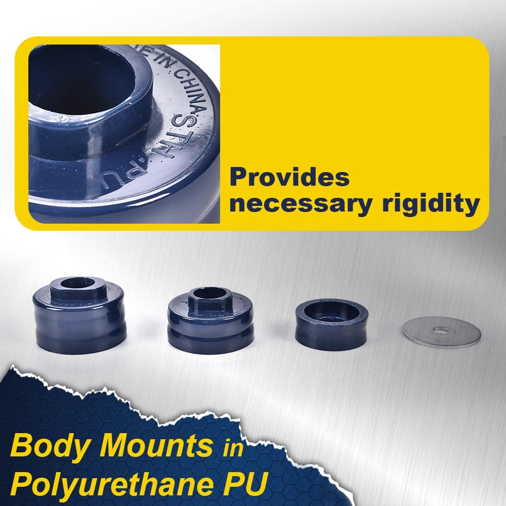 G-PLUS Body Mounts in Polyurethane PU Compatible With 1999-2017 F250 F350 Super Duty 2WD/4WD,Body Cab Mounts Bushings Kit (Blue)