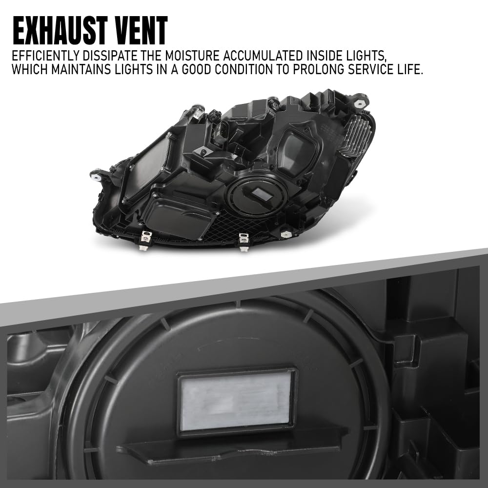 G-PLUS LED Headlight Right Passenger Compatible with Benz S560 S450 S63 2018 2019 2020 A2229062205, A222 906 2205 Black