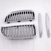 4PCS Silver Front Bumper Kidney Grille Hood Grills Replacement For BMW E90 E91 2005-2008 3-Series 320i 325i 330i 323i 328i Sedan Wagon 2006 2007