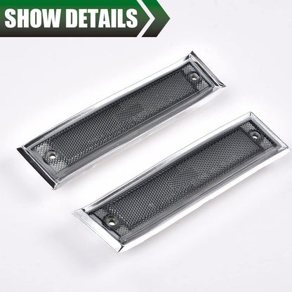 G-PLUS Front Side Marker Lights Assembly Compatible With 1981-1991 Chevy Blazer/GMC Jimmy C/K R Pickup,915557,915558,GM2550115,GM2551107 Side Chrome Bezel Marker Lamps Pair (Smoky Lens)