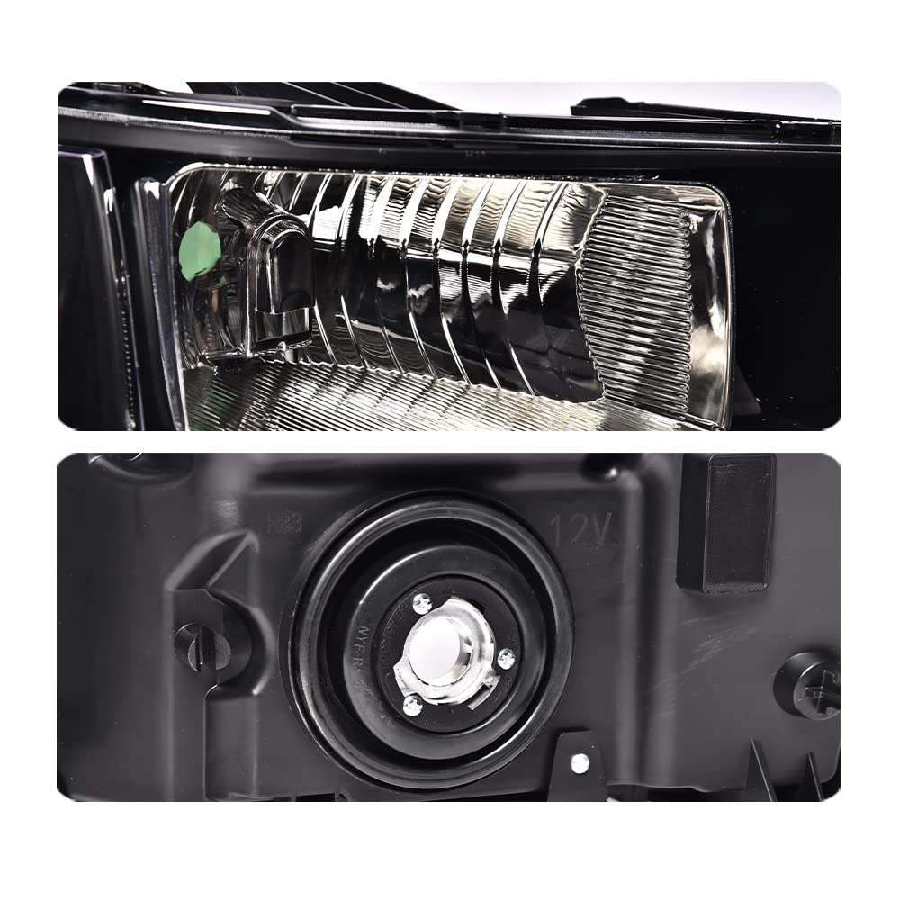 G-PLUS Headlights Assembly Compatible with GMC Sierra 1500 2007-2013 /Fit for GMC Sierra 2500HD 3500HD 2007-2014 Headlamps Left & Right Clear Lens Black Housing Clear Reflector,faros delanteros