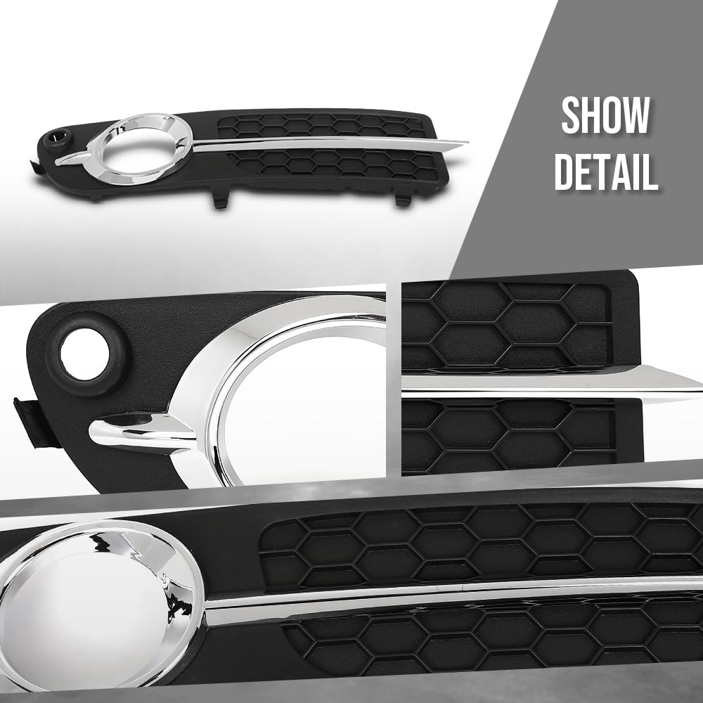 G-PLUS Fog Light Trim Front Right Compatible with Volvo V70 2008-2010 / S80 2007-1013 Fit Cars with Park Assist 34430920 Chrome Black