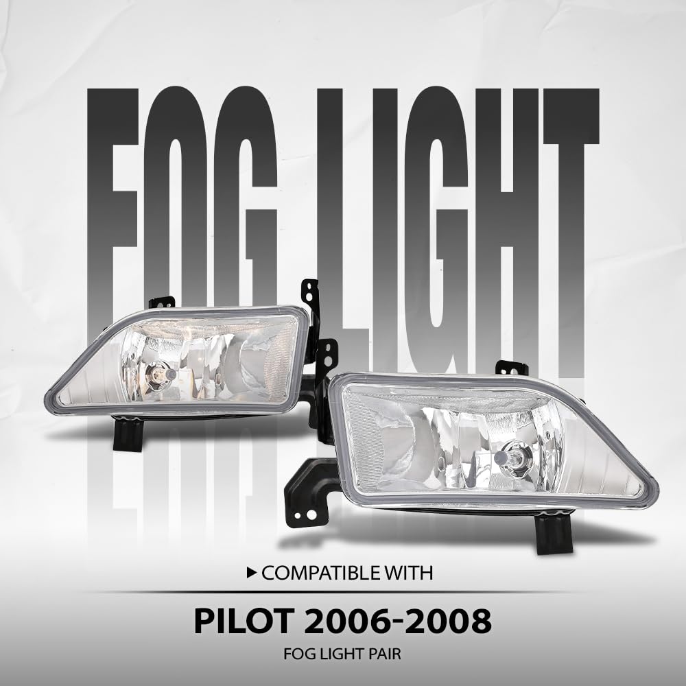 G-PLUS Pair Fog Lights Bumper Driving Lamps Left+Right Compatible with Honda Pilot 2006 2007 2008 33951S9VA11, 33901S9VA11 White