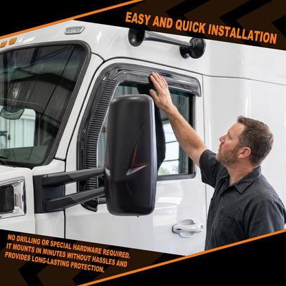 G-PLUS Tape-On Window Visors Deflector Rain Guard Compatible with Kenworth T680 T880 2012-2018 | High-Wind Resistant | Rain & Fog Protection | Clear View | Window Friendly | Smoky