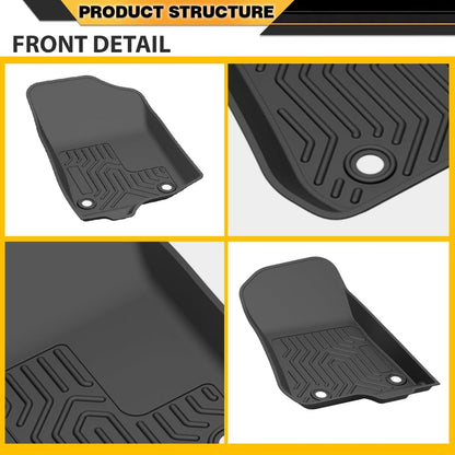 TPE Floor Mats Cargo Liners 3PCS, Compatible with Jeep Gladiator 2020-2024, 1st & 2nd Row, Floor Liner All Weather Full Cover Protection