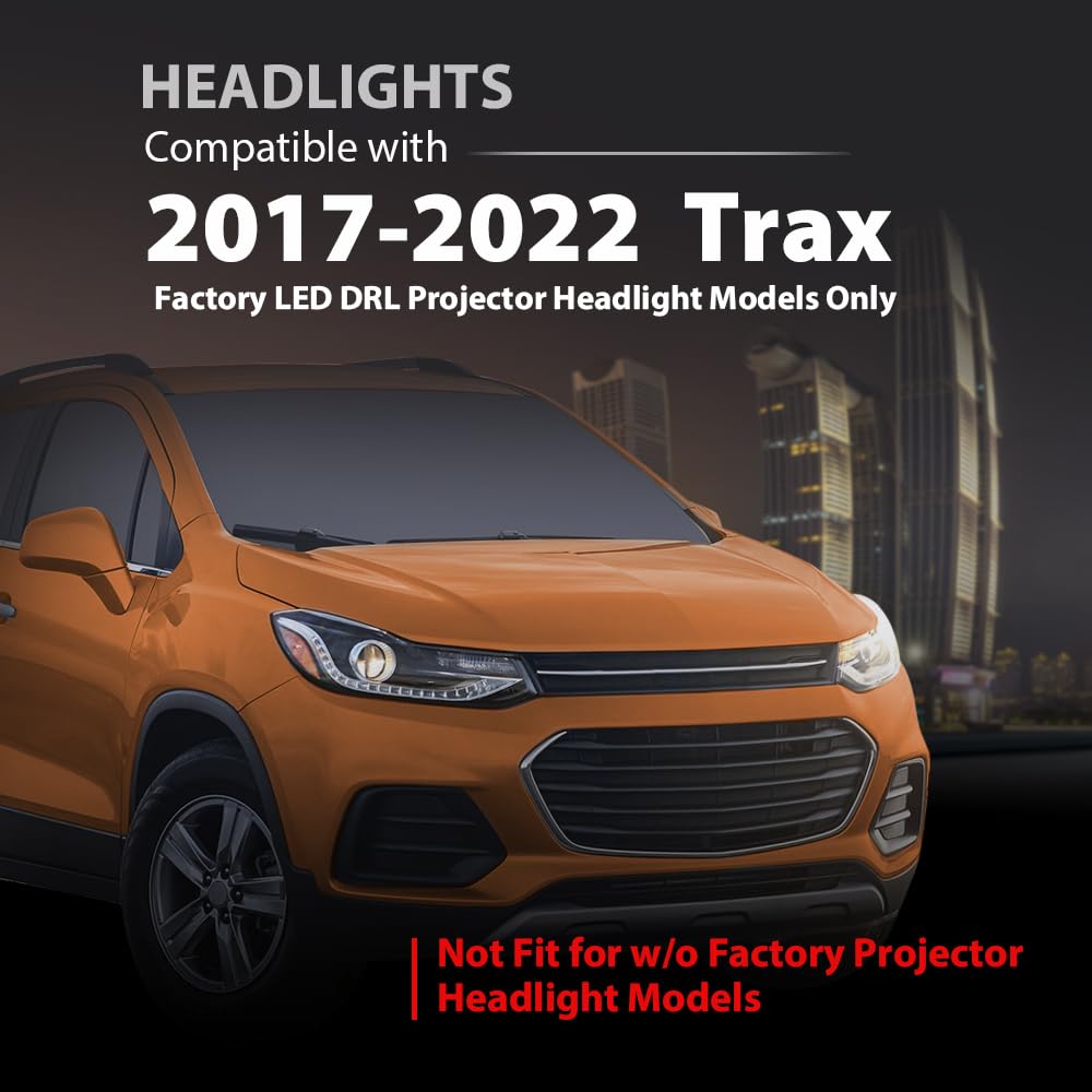 G-PLUS Headlights Headlamps w/Bulbs Compatible with Chevy Trax 2017-2022,Fit w/Factory LED DRL Projector Headlights Models Only,Driver and Passenger,faros delanteros