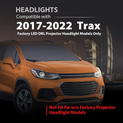 G-PLUS Headlights Headlamps w/Bulbs Compatible with Chevy Trax 2017-2022,Fit w/Factory LED DRL Projector Headlights Models Only,Driver and Passenger,faros delanteros