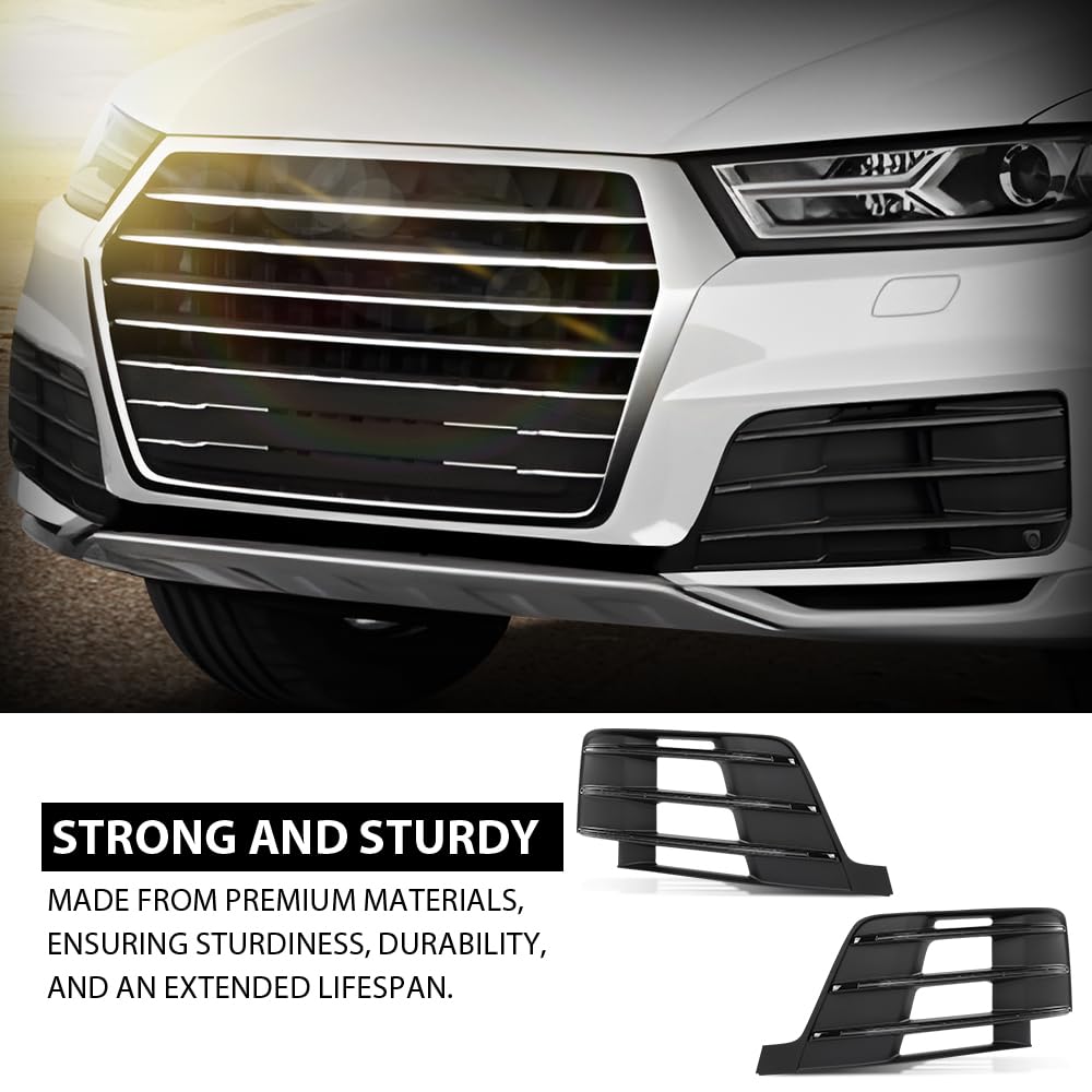 G-PLUS Pair Front Bumper Lower Grille Fog Light Grill Covers, Compatible with Audi Q7 S-Line 2016-2019, LH Driver & RH Passenger Side 2PCS, 4M0807681D, 4M0807682D