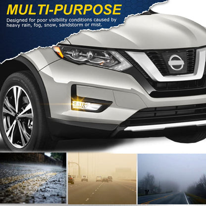 G-PLUS Fog Lights Assembly Replacement for 2017 2018 2019 Nissan Rogue/Kicks/Leaf/Versa Note S SL SR SV 4-Door Sedan OEM Clear Lens LED Fog Lamp,A Pair(Left+Right)