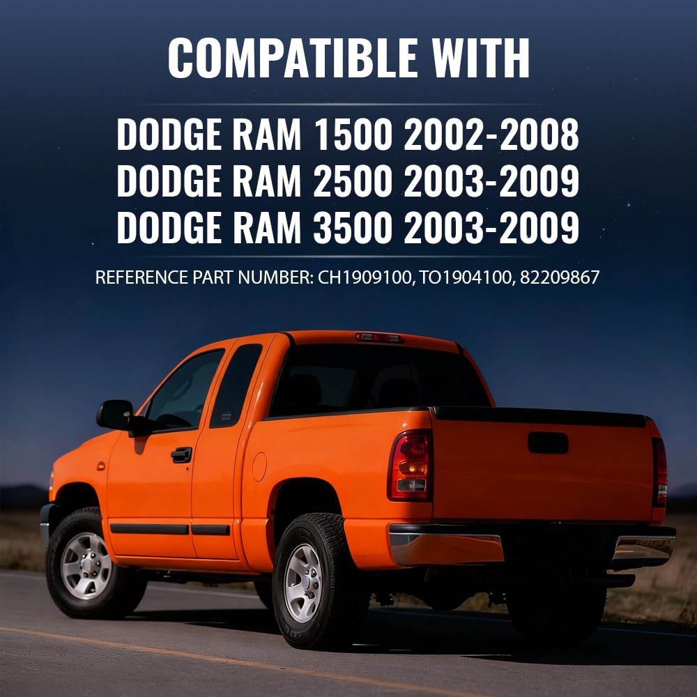 G-PLUS Tailgate Cap Molding Trim Compatible with Dodge Ram 1500 2002-2008/ Ram 2500 3500 2003-2009 Tailgate Top Protector Cover Matte Black #82209867