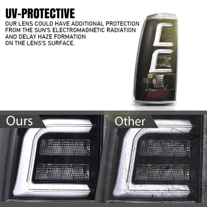 G-PLUS LED Tail Light Assembly Rear Brake Lamp Compatible with Chevy Silverado/GMC 1999 2000 2001 2002 1500 2500 3500 1500 HD 2500 HD Clear Lens GM2800186 Luces Traseras Rear Brake Lamps Assembly