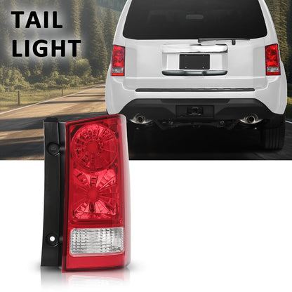 G-PLUS Tail Light Rear Brake Lamp without Bulb and Wiring Harness Compatible with Honda Pilot 4-Door Sport Utility 2009-2015 Clear/Red Lens Passenger Side Luces TraserasAssembly