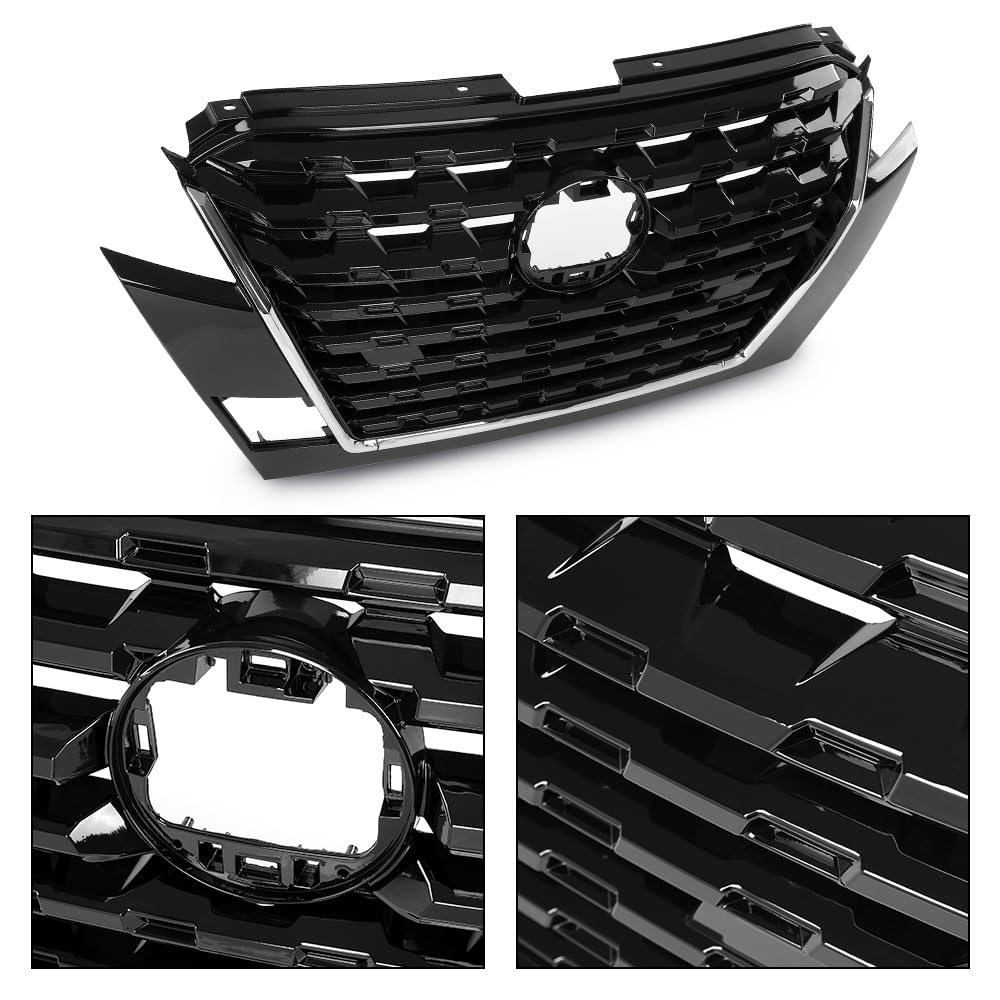G-PLUS Front Bumper Upper Grille Compatible with Nissan Kicks 2020 2021 2022 2023 623105R05A Black Grill