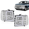 G-PLUS LED DRL Tube Projector Headlights W/o Bulbs Fit Chevy Silverado 1500 2007-2013/Fit Silverado 2500 HD 3500 HD 2007-2014 Clear Lens Chrome Housing Clear Reflector Bumper Headlamps