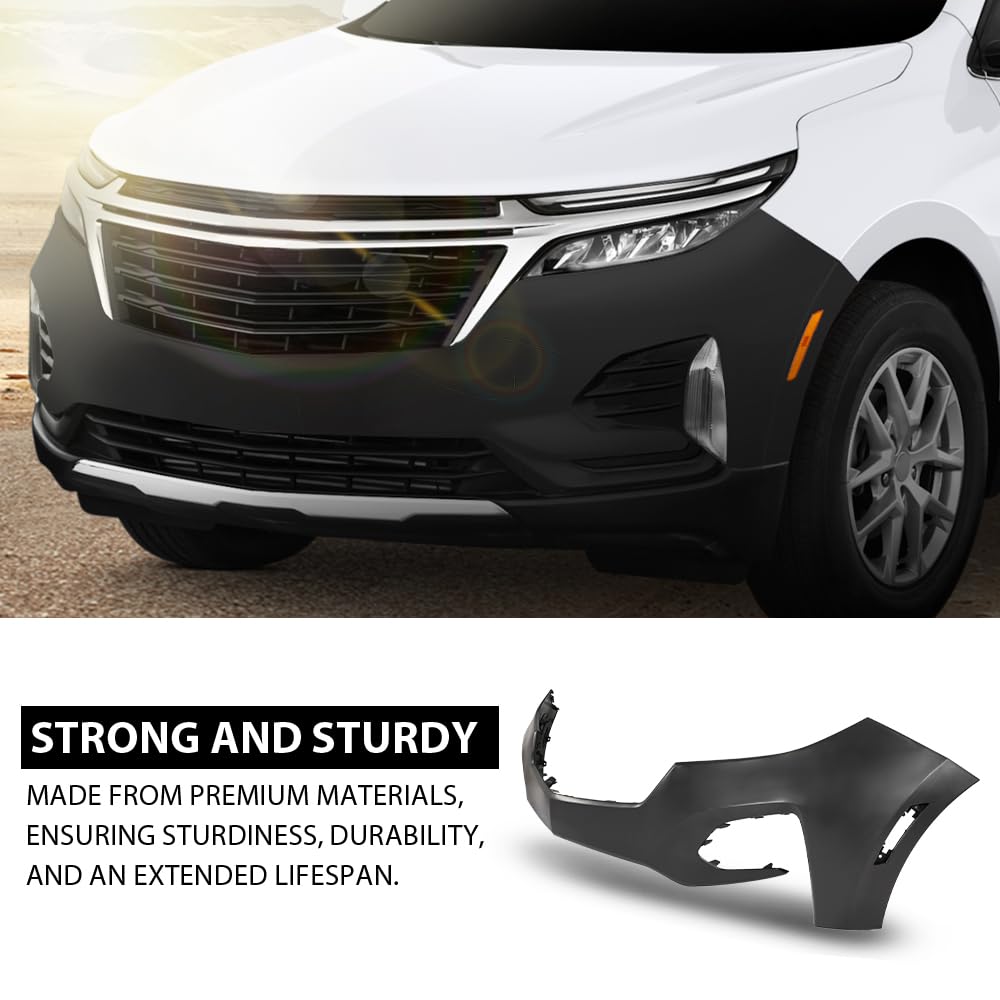 G-PLUS Front Bumper Cover, Compatible with Chevy Equinox 2022-2023 W/o Sensors, 84911082