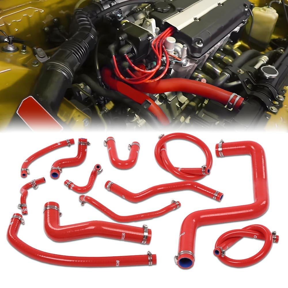 G-PLUS Silicone Radiator Hose Kit Compatible with Honda/Acura Integra DC4 DB7 RS LS GS SE with B18B1 Engine 1994-2001 Red