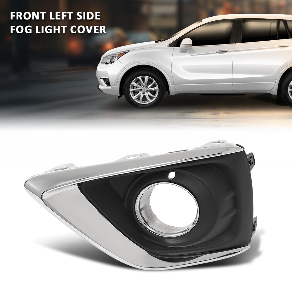 G-PLUS Fog Light Covers Front Driver Left Side Hand Compatible with Buick Envision (submodel: Base, Essence, Preferred, Premium, Premium II) 2019 2020 42489938, GM1038266 Chrome Black