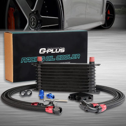 16 Row Aluminum Engine Transmission Oil Cooler Kit Compatible For NISSAN Silvia SR20DET TURBO S13 S14 180SX 200SX 240SX Silver