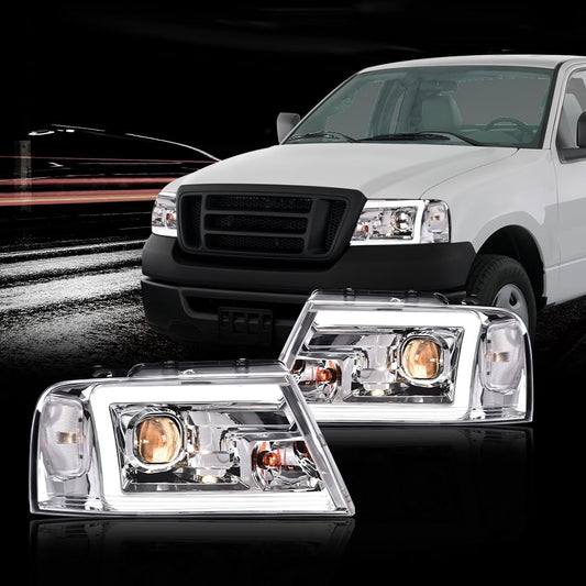 G-PLUS DRL LED Headlights Fit Ford F150 2004-2008/Lincoln Mark LT 2006-2008,NOT Fit 2004 F150 Heritage/Flareside Beds,Clear Lens Chrome Housing Clear ReflectorBumper Headlamps,faros delanteros