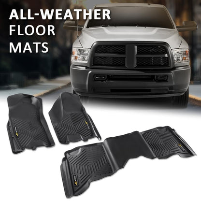G-PLUS Cargo Liners Compatible with 2009-2018 Dodge Ram Crew Cab(Not Fit Quad Cab & Tradesman) All Weather Full Cover Protection 1st & 2nd Row 3PCS TPE Car Floor Liners Accessories