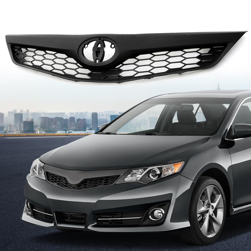 G-PLUS Front Upper Bumper Hood Grill Grille Assembly Compatible with Toyota Camry SE XSE Sedan 4-Door 2012 2013 2014 5310106340C0, TO1200354
