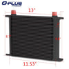 G-PLUS 30 Row AN10-10AN Universal Aluminum Engine Transmission Oil Cooler Kit + Oil Filter Adapter Kit Black