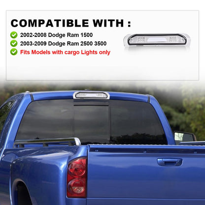 G-PLUS LED 3rd Brake Light Cargo Lamp Compatible with Dodge Ram 1500 2002-2008 /Ram 2500 3500 2003-2009 Fits Models with Cargo Lights Only(Clear lens Chrome Housing)