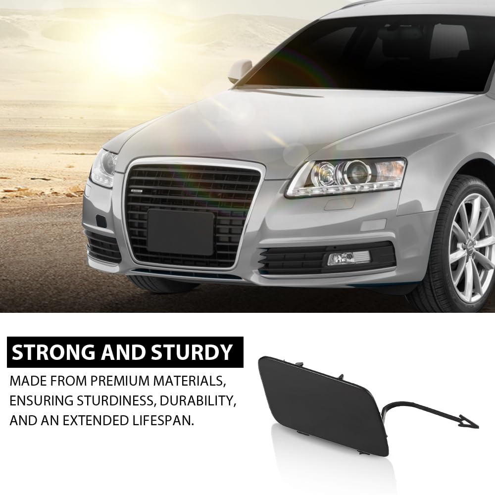 G-PLUS Front Bumper Tow Hook Cover, Compatible with Audi A6 3.0L 4.2L 2009 2010, 4F0807441F, Black