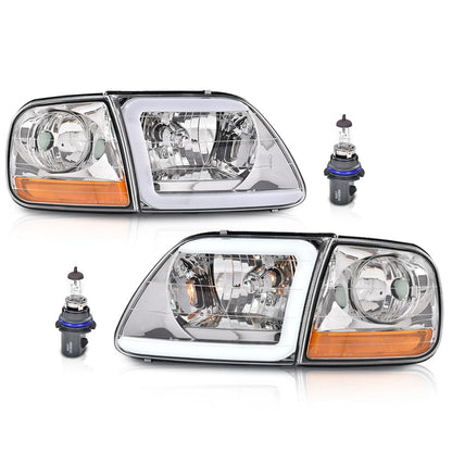 G-PLUS Headlights Compatible with Ford Chrome Housing Clear Reflector